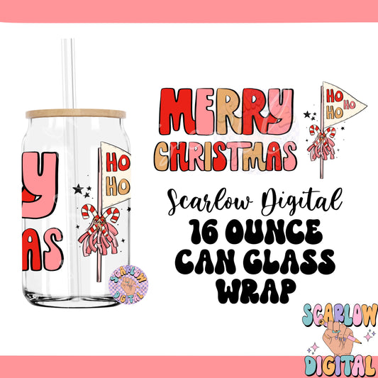 Merry Christmas Can Glass Wrap PNG Digital Design Download, christmas flag can glass wrap, 16 ounce beer can glass wrap png designs