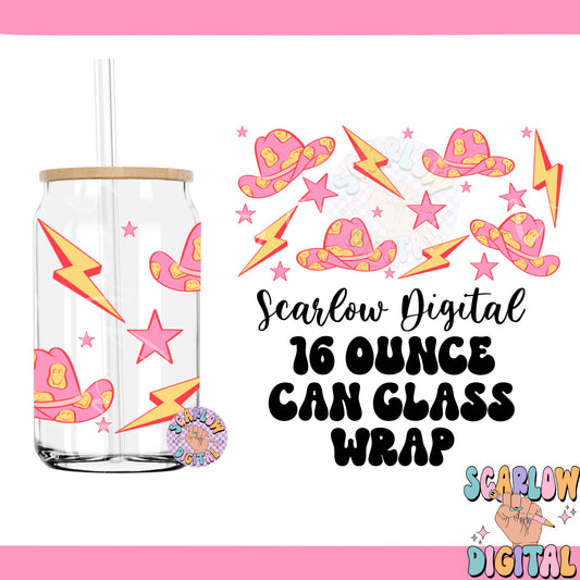Cowgirl Can Glass Wrap PNG Digital Design Download, cowgirl hat png, girly can glass wrap png, retro can glass png, western can glas png