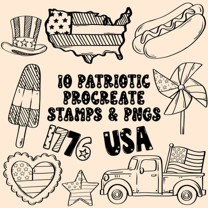 Patriotic Procreate Stamps & PNGs