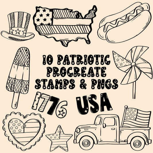 Patriotic Procreate Stamps & PNGs