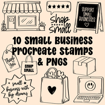 Small Business Procreate Stamps + PNGs