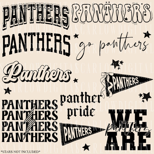 Panthers PNG Bundle in BLACK - NO GRUNGE