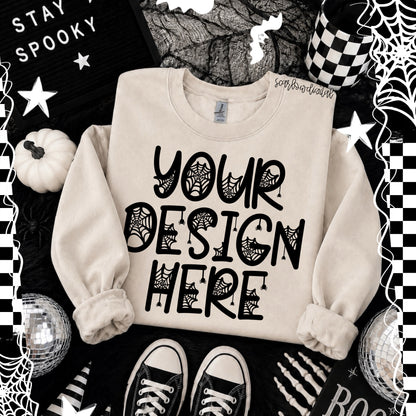 Off White Gildan - Unisex Heavy Blend Crewneck Sweatshirt 18000 Mockup
