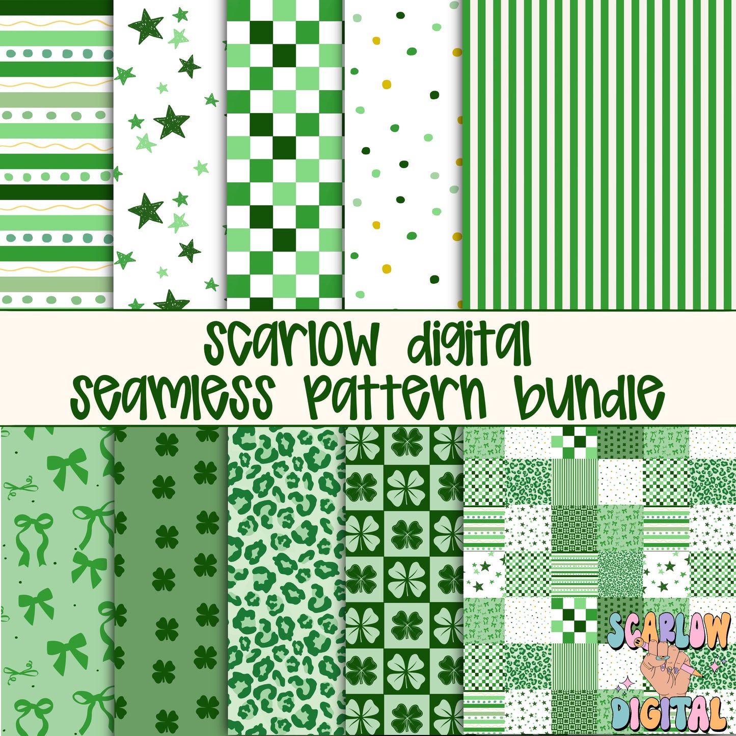 Saint Patrick's Day Seamless Pattern Digital Design Bundle