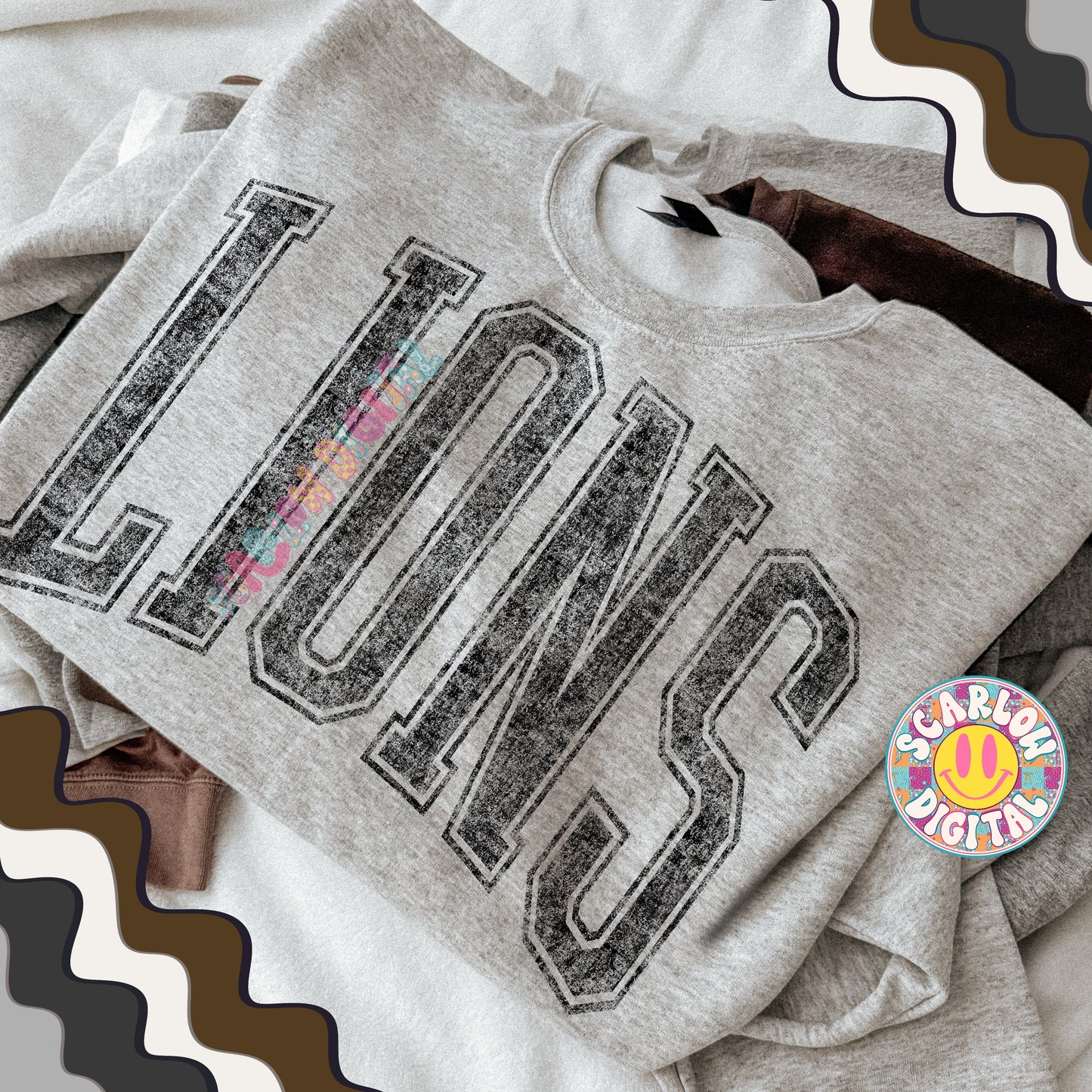 Vintage Lions PNG Digital Design