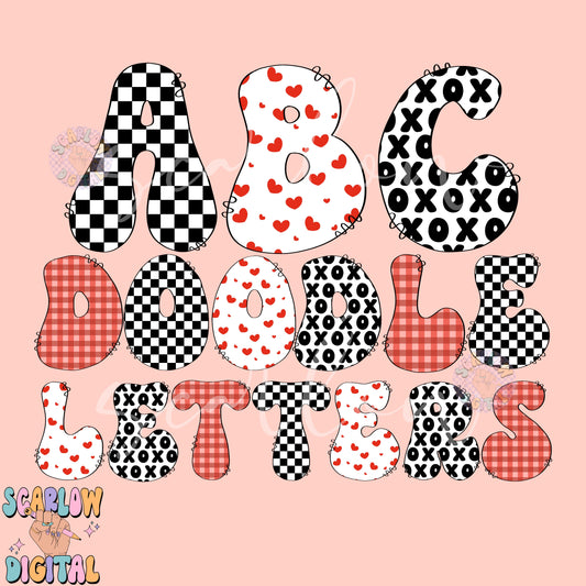WEBSITE EXCLUSIVE: Valentine's Day Doodle Letters Digital Design Download, create-your-own design png, boy designs, personalized boy png, hearts png, valentine's designs