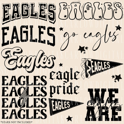 Eagles PNG Bundle in BLACK - NO GRUNGE