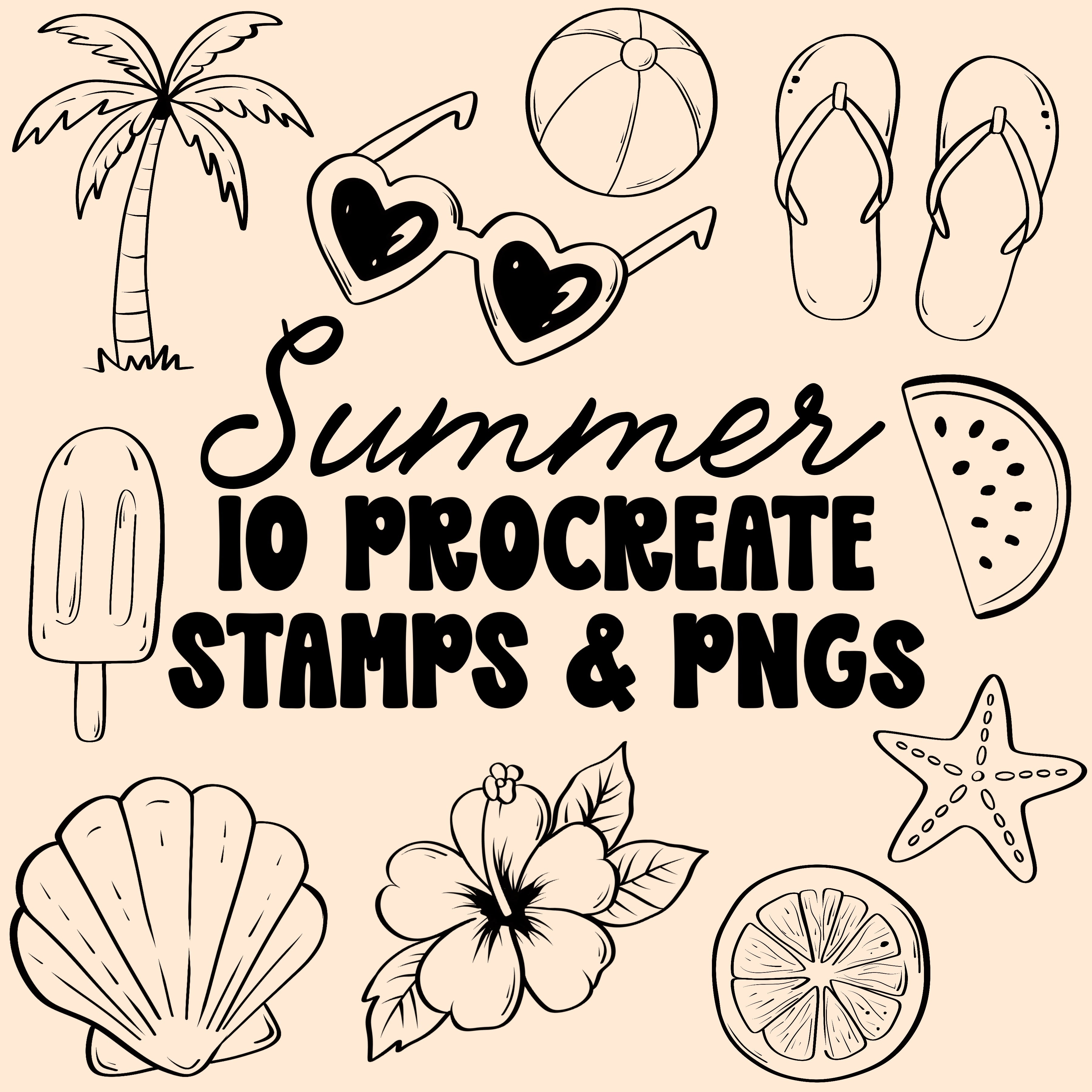 Summer Procreate Stamps & PNGs – Scarlow Digital