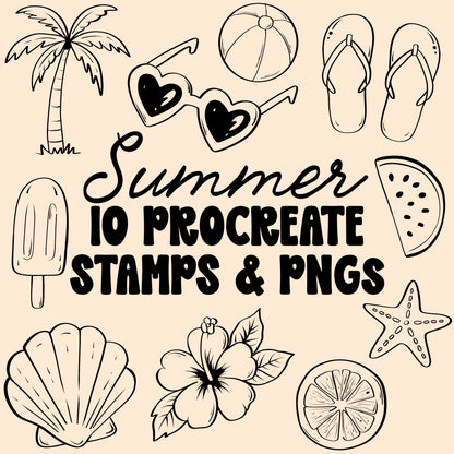 Summer Procreate Stamps & PNGs