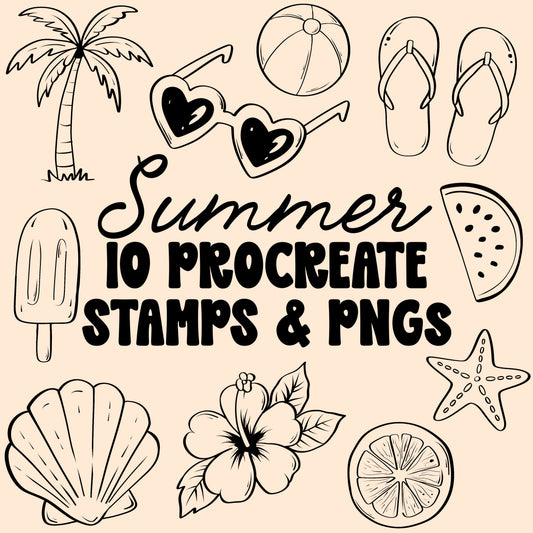 Summer Procreate Stamps & PNGs