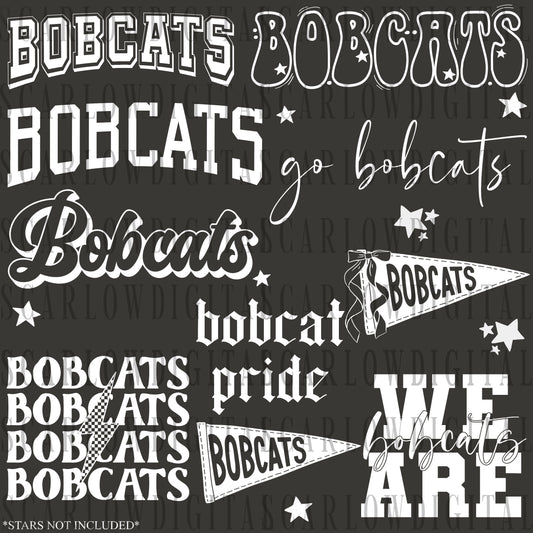 Bobcats PNG Bundle in WHITE - NO GRUNGE