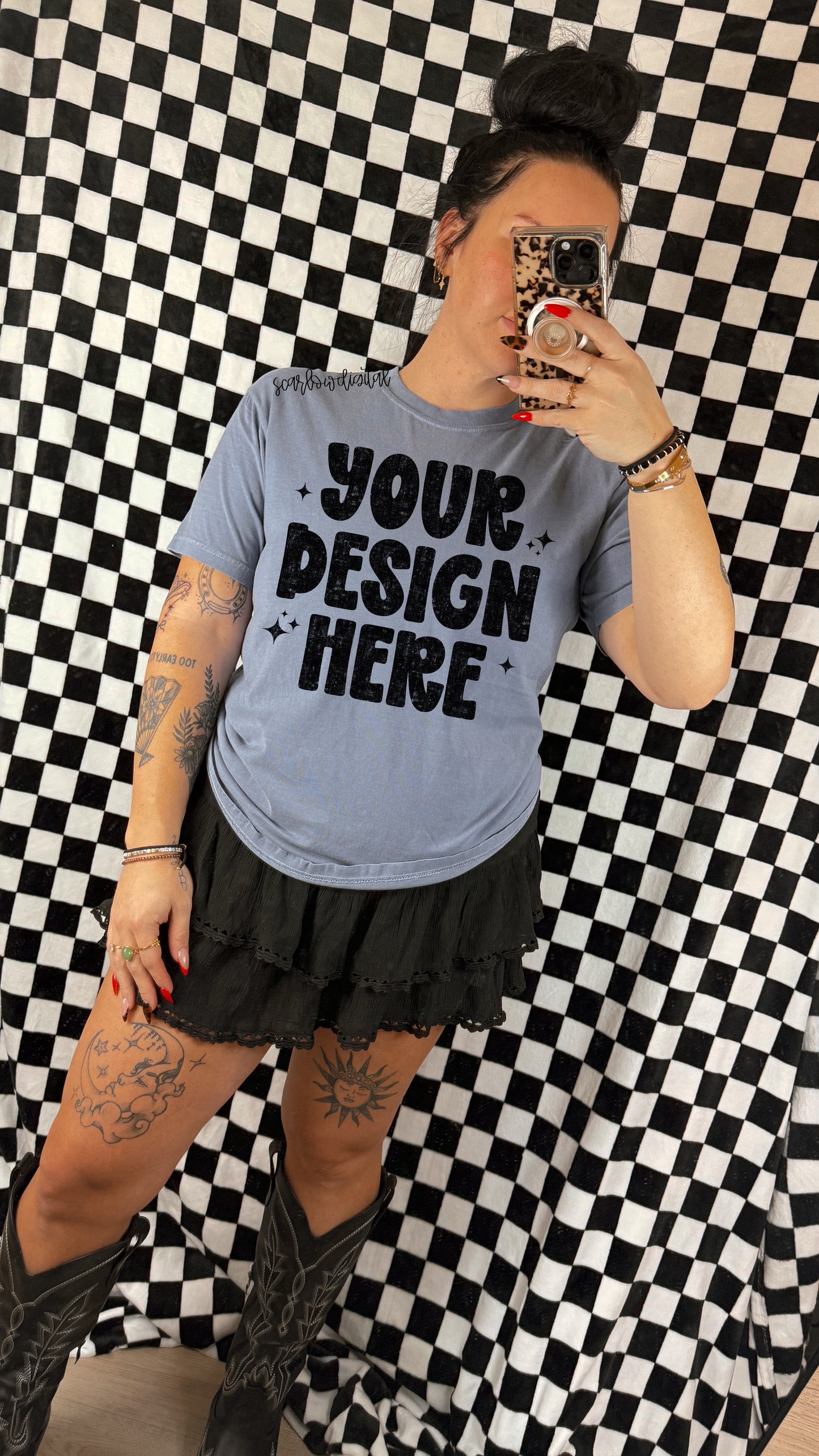 ✨ NEW NEW NEW ✨ Washed Denim Comfort Colors Unisex Garment-Dyed Heavyweight T-Shirt 1717 Mockup