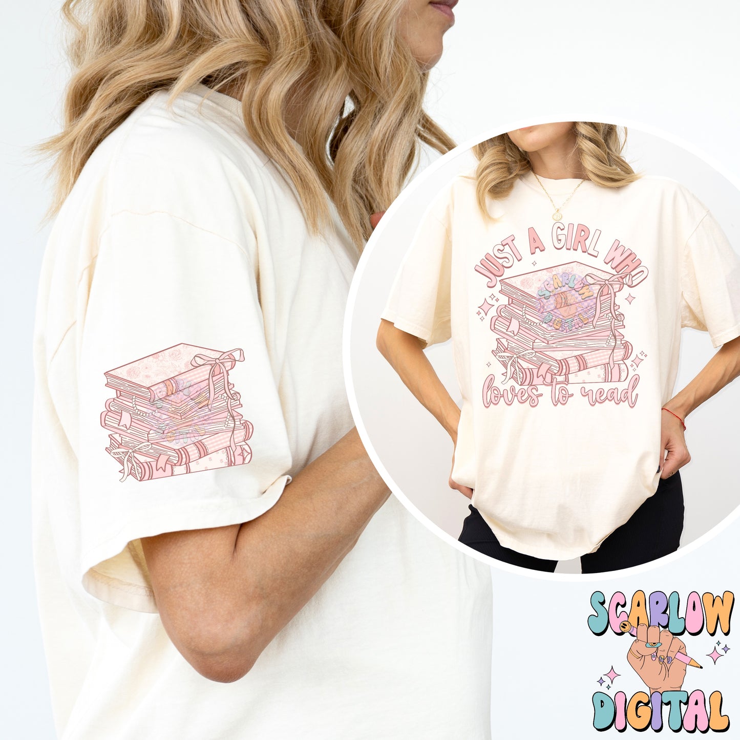 Just a Girl Who Loves to Read Front and Back PNG Digital Design