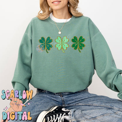 Faux Chenille Shamrocks PNG-St Patrick's Day Sublimation Digital Design Download-lucky png, chenille patches png, irish png, simple png file