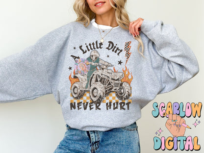A Little Dirt Never Hurt PNG Digital Design Download, 4-wheeler png, atv png, mud png, little boy png, grunge png, edgy png, png for boys