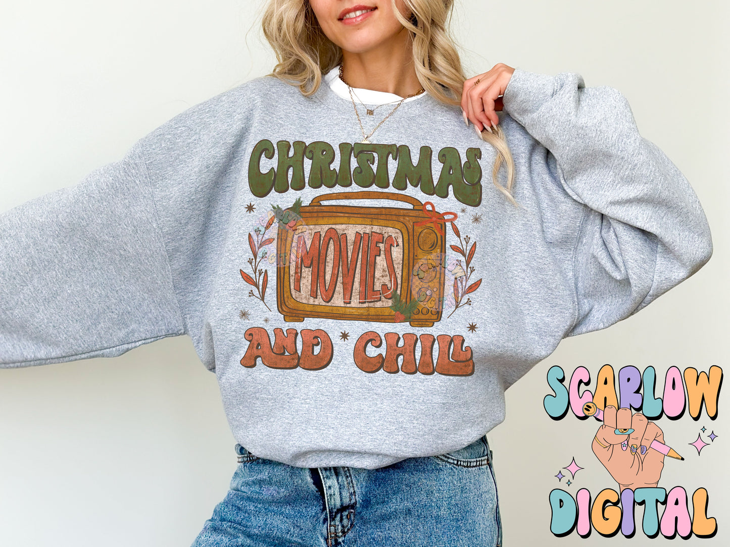 Christmas Movies and Chill PNG Digital Design Download, xmas movies png, traditional christmas png, vintage christmas png, trendy winter png