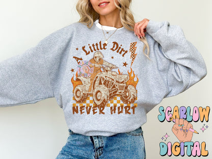 A Little Dirt Never Hurt PNG Digital Design Download, 4-wheeler png, atv png, mud png, little boy png, grunge png, edgy png, png for boys