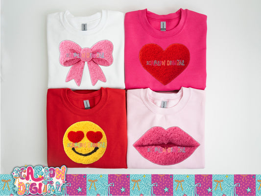 Valentine's Day Faux Chenille Pocket Patches PNG Digital Design