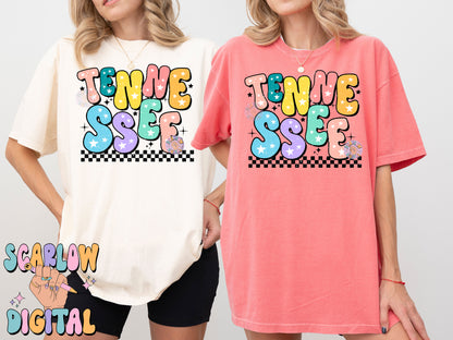 Tennessee PNG Digital Design Download, city png design, colorful png, stars png, women png, nashville tshirt design, retro png, hometown png