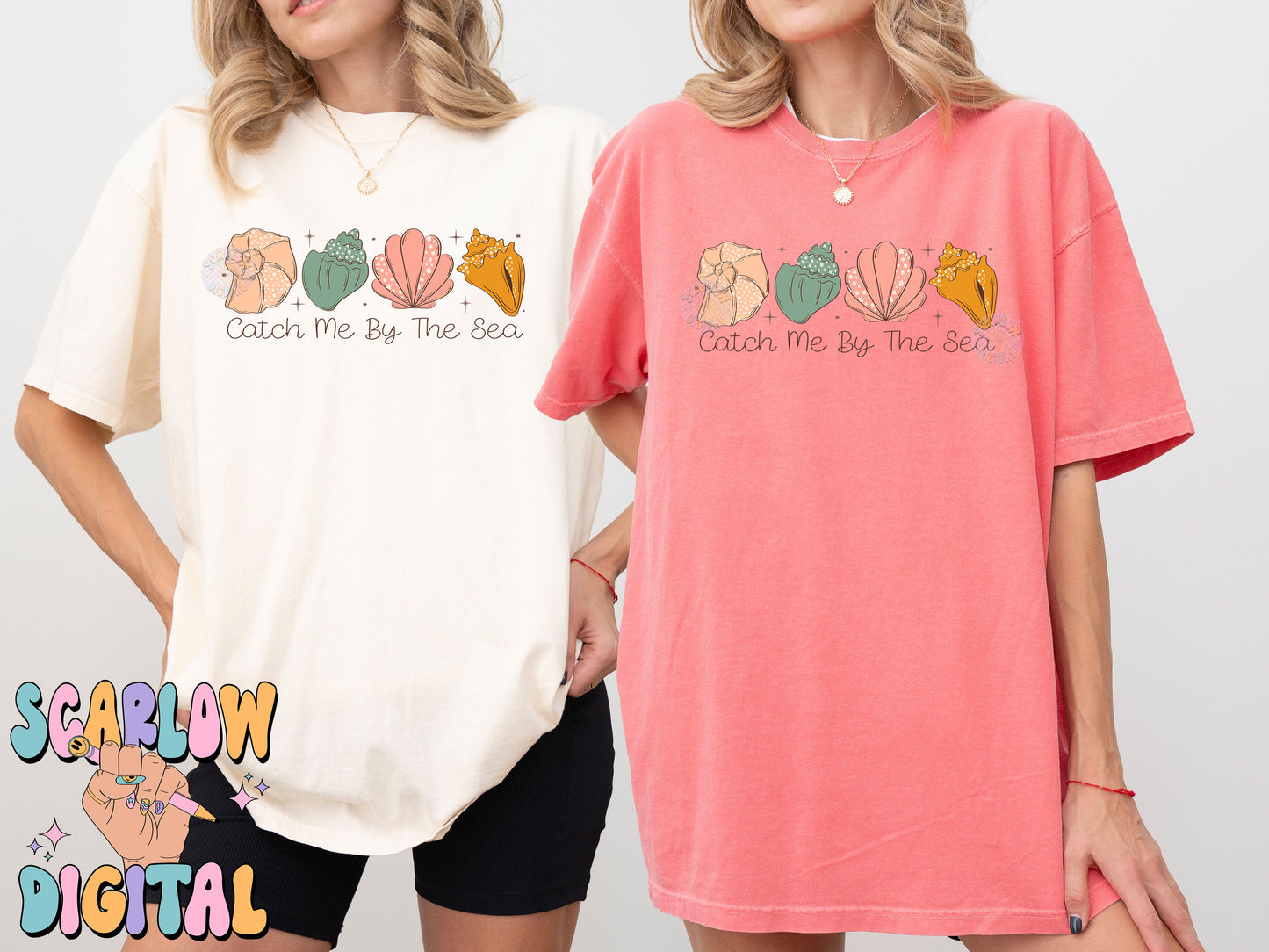 Catch Me By The Sea PNG-Sea Shells Sublimation Digital Design Download-flower sea shells png, girly summer png, beachy png, summertime png