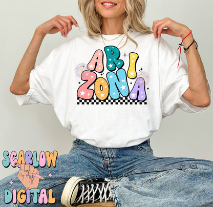 Arizona PNG Digital Design Download, city png design, colorful png, stars png, women png, Arizona tshirt design, retro png, hometown png