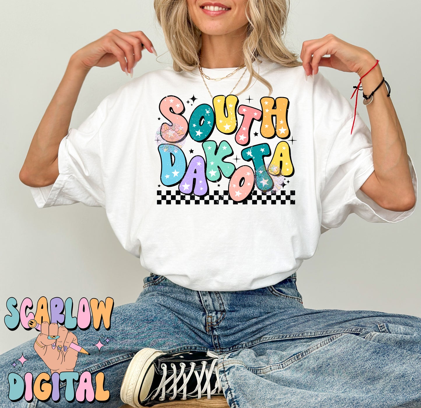 South Dakota PNG Digital Design Download, city png, colorful png, stars png, women png, South Dakota tshirt png, retro png, hometown png