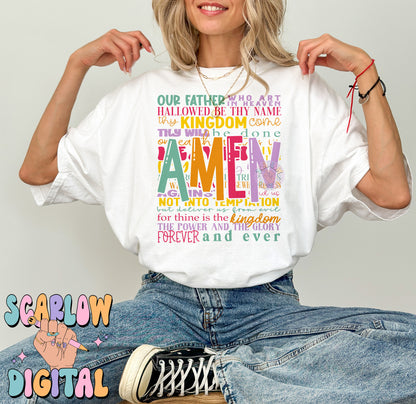 The Lord's Prayer PNG Digital Design Download, amen png, jesus png, christian png, pray png, colorful png, bright colors png, retro png file