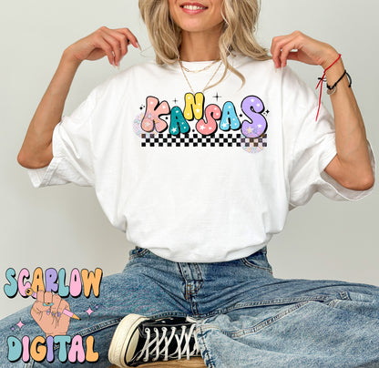 Kansas PNG Digital Design Download, city png design, colorful png, star png, women png, Kansas tshirt png designs, retro png designs