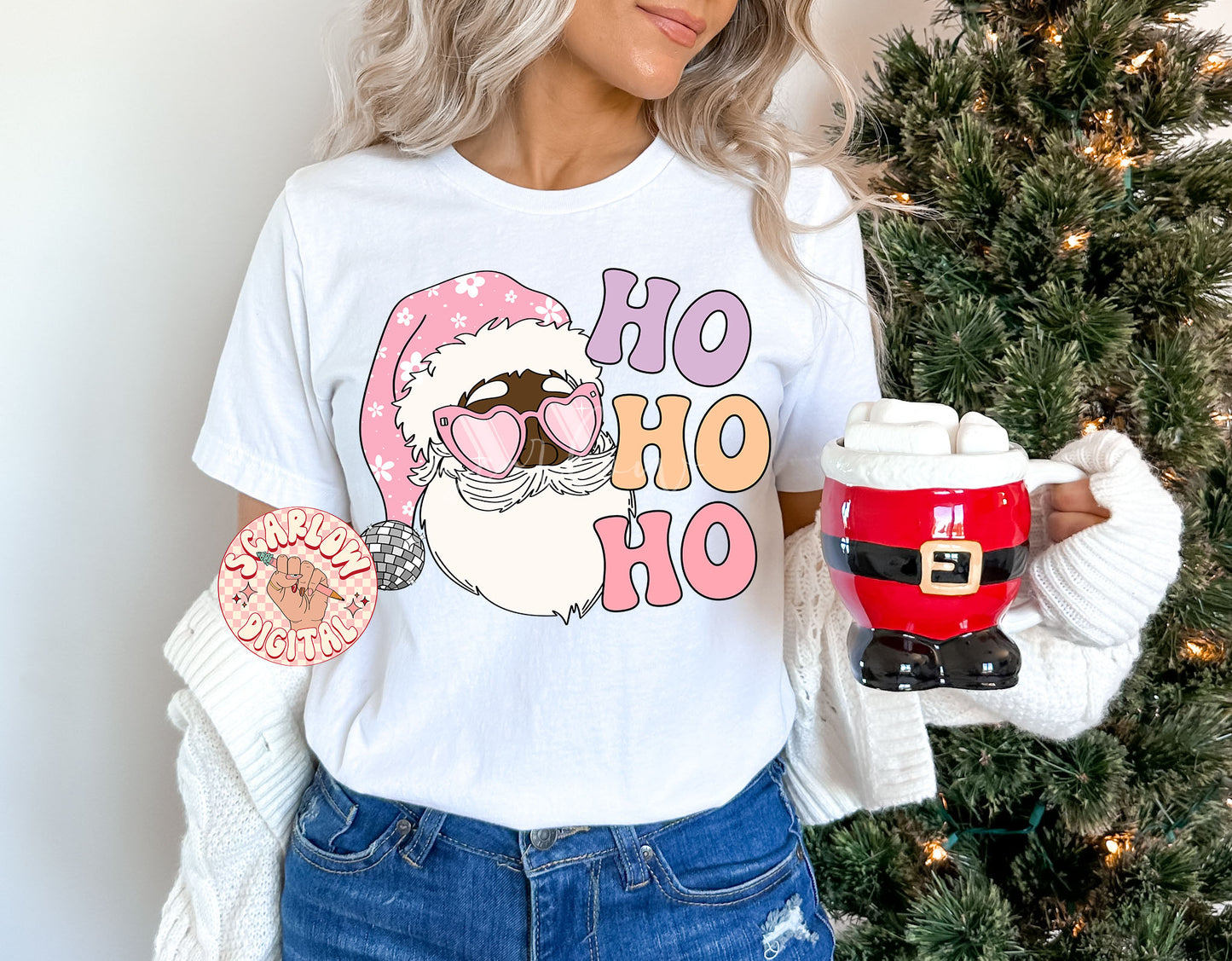 Ho Ho Ho PNG-Christmas Sublimation Digital Design Download-disco santa claus png, retro santa png, groovy christmas png, hippie santa png