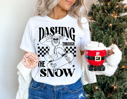 Dashing Through the Snow SVG-Christmas Cut File Digital Design Download-rocker santa svg, skater santa svg, boy christmas svg, boy designs