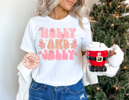 Holly and Jolly PNG-Christmas Sublimation Digital Design Download-gingerbread man png, candy cane png, lollipop png, pink christmas png