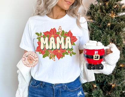 Floral Mama PNG-Christmas Sublimation Digital Design Download-christmas mama png, poinsettia floral png, flowers png, mama png designs