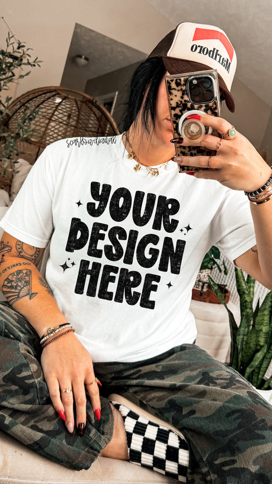 ✨ NEW NEW NEW ✨ White Comfort Colors Unisex Garment-Dyed Heavyweight T-Shirt 1717 Mockup