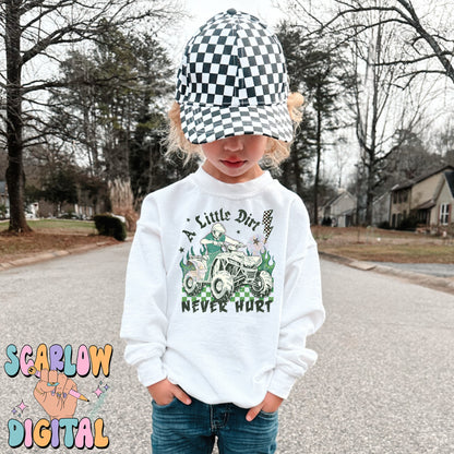 A Little Dirt Never Hurt PNG Digital Design Download, 4-wheeler png, atv png, mud png, little boy png, grunge png, edgy png, png for boys