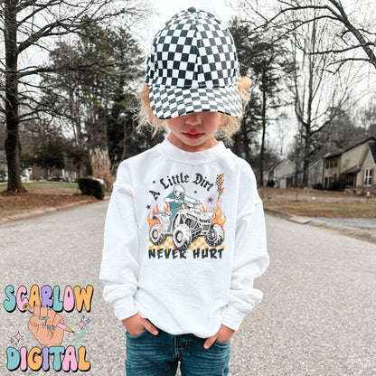 A Little Dirt Never Hurt PNG Digital Design Download, 4-wheeler png, atv png, mud png, little boy png, grunge png, edgy png, png for boys