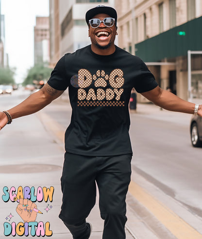 Dog Daddy PNG Sublimation Digital Design Download-men's tshirt designs, png for dad, daddy png design, checkered png, fur dad png designs