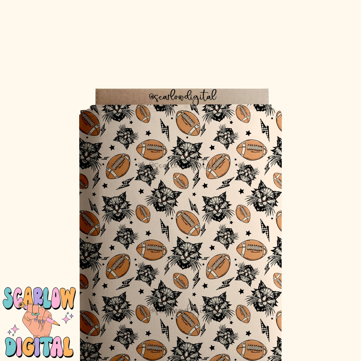 Bobcats Seamless Pattern Digital Design Download, bobcats football seamless file, team mascot digital prints, football season seamless print