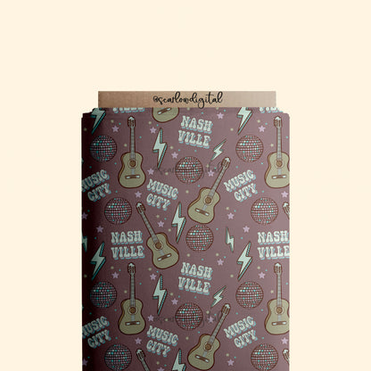 Nashville Seamless Pattern-Country Music Sublimation Digital Design Download-guitar seamless file, adult seamless files, tennessee seamless