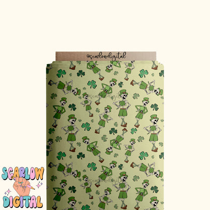 Lucky Skeletons Seamless Pattern-St Patrick's Day Sublimation Digital Design Download-shamrock seamless, irish seamless, funny seamless