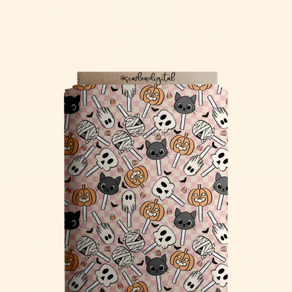 Spooky Suckers Seamless Pattern-Halloween Sublimation Digital Design Download-girl seamless file, halloween surface pattern, kids seamless