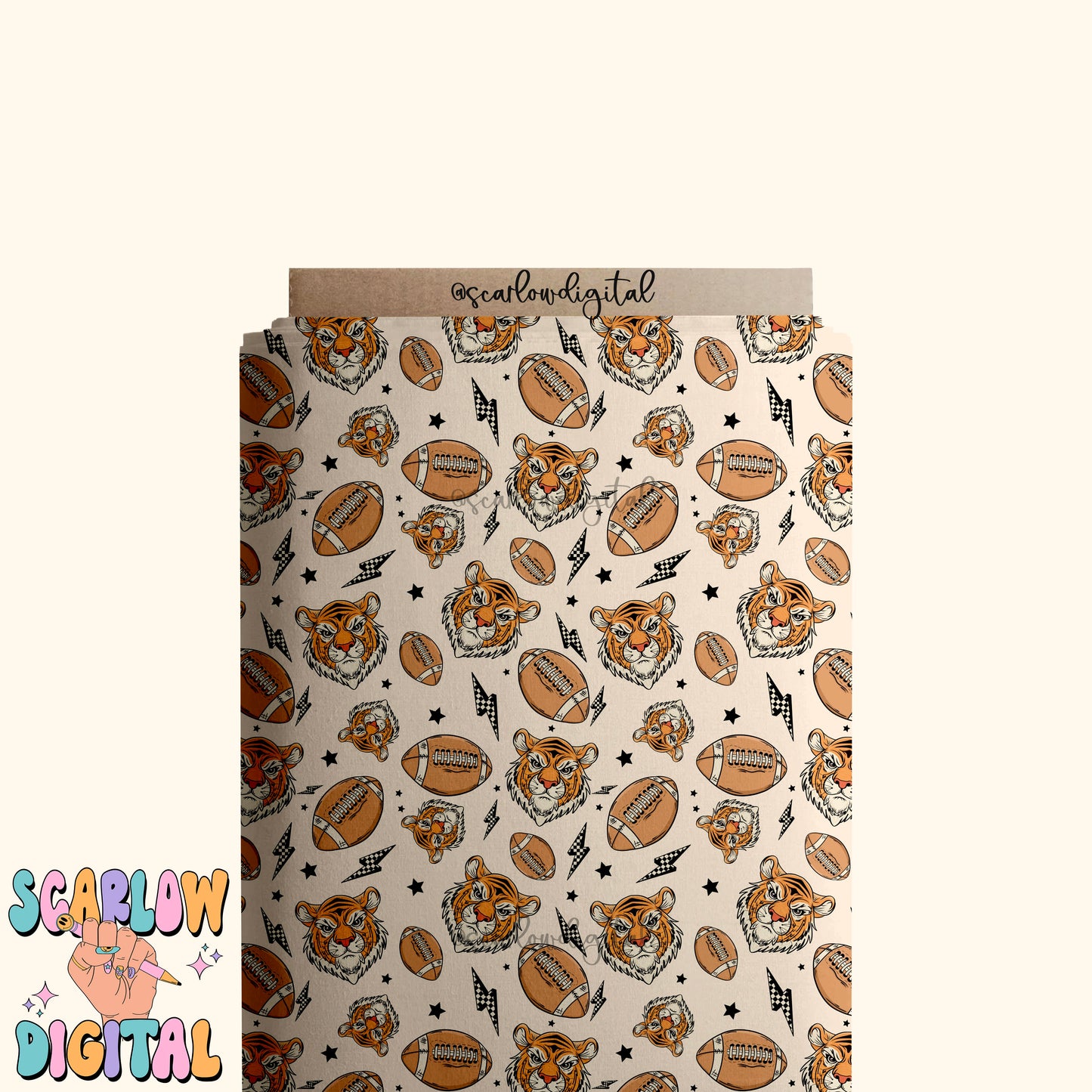 Tigers Seamless Pattern Digital Design Download, Tigers football seamless file, team mascot digital prints, football season seamless