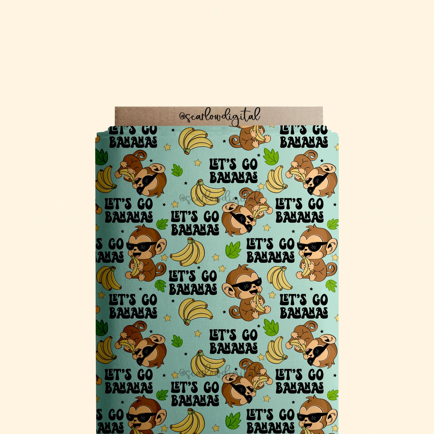 Let's Go Bananas Seamless Pattern-Monkey Sublimation Digital Design Download-banana seamless file, funny seamless, boy surface pattern file