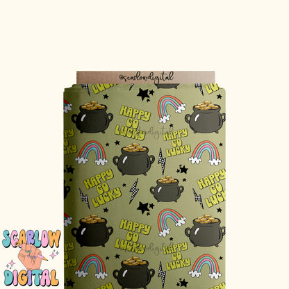 Happy Go Lucky Seamless Pattern-Saint Patrick's Day Sublimation Digital Design Download-pot of gold seamless file, lucky boy seamless file