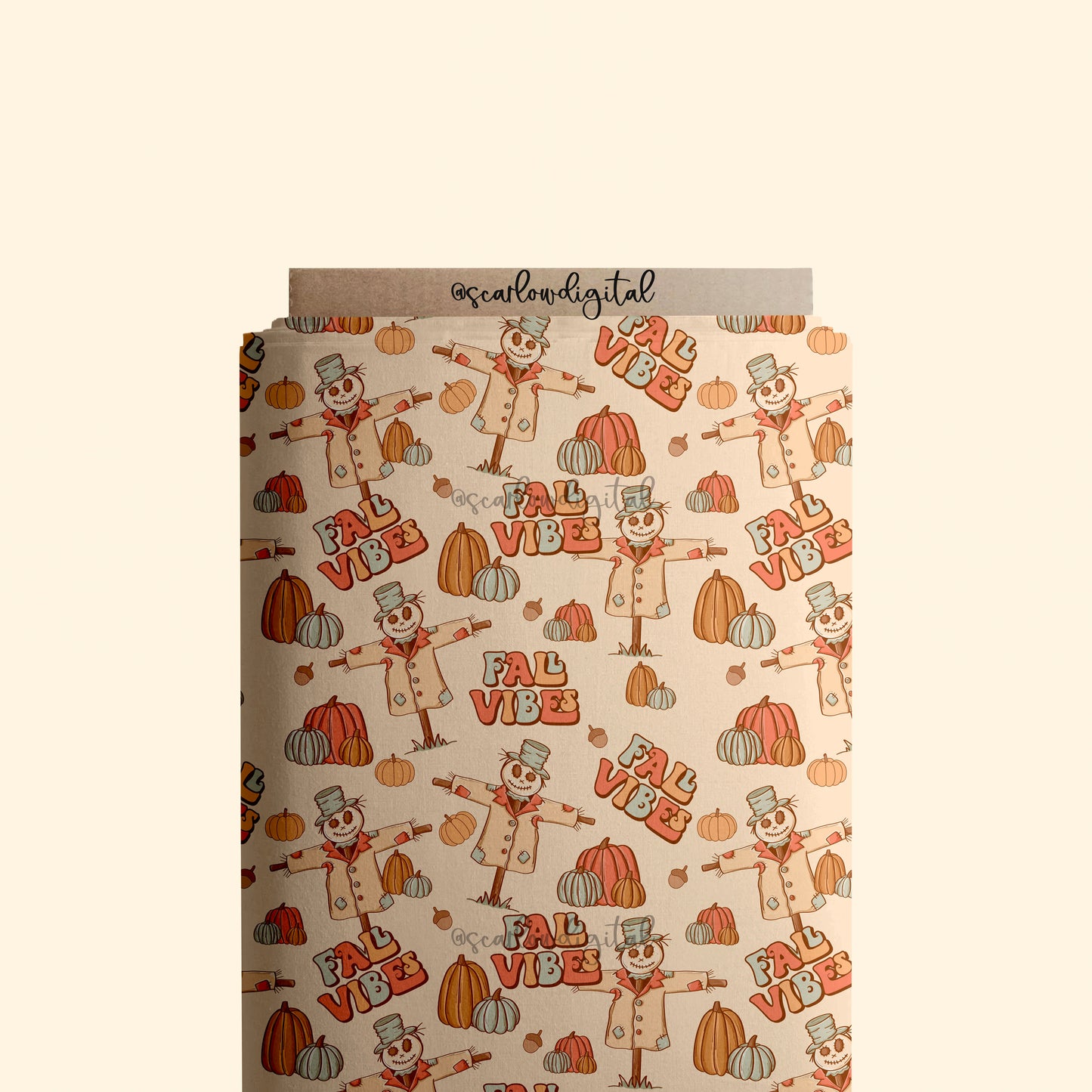 Fall Vibes Seamless Pattern-Autumn Sublimation Digital Design Download-fall surface pattern, pumpkins seamless file, scarecrow seamless file