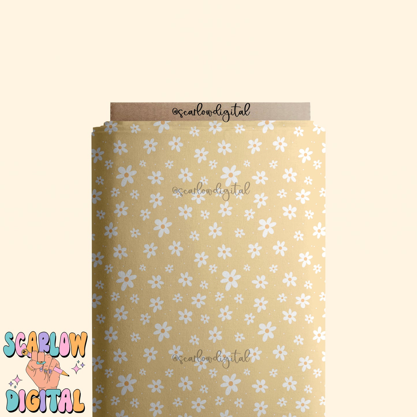 Yellow Flowers Seamless Pattern Digital Design Download, simple floral pattern, doodle flowers seamless, groovy seamless, hippie seamless