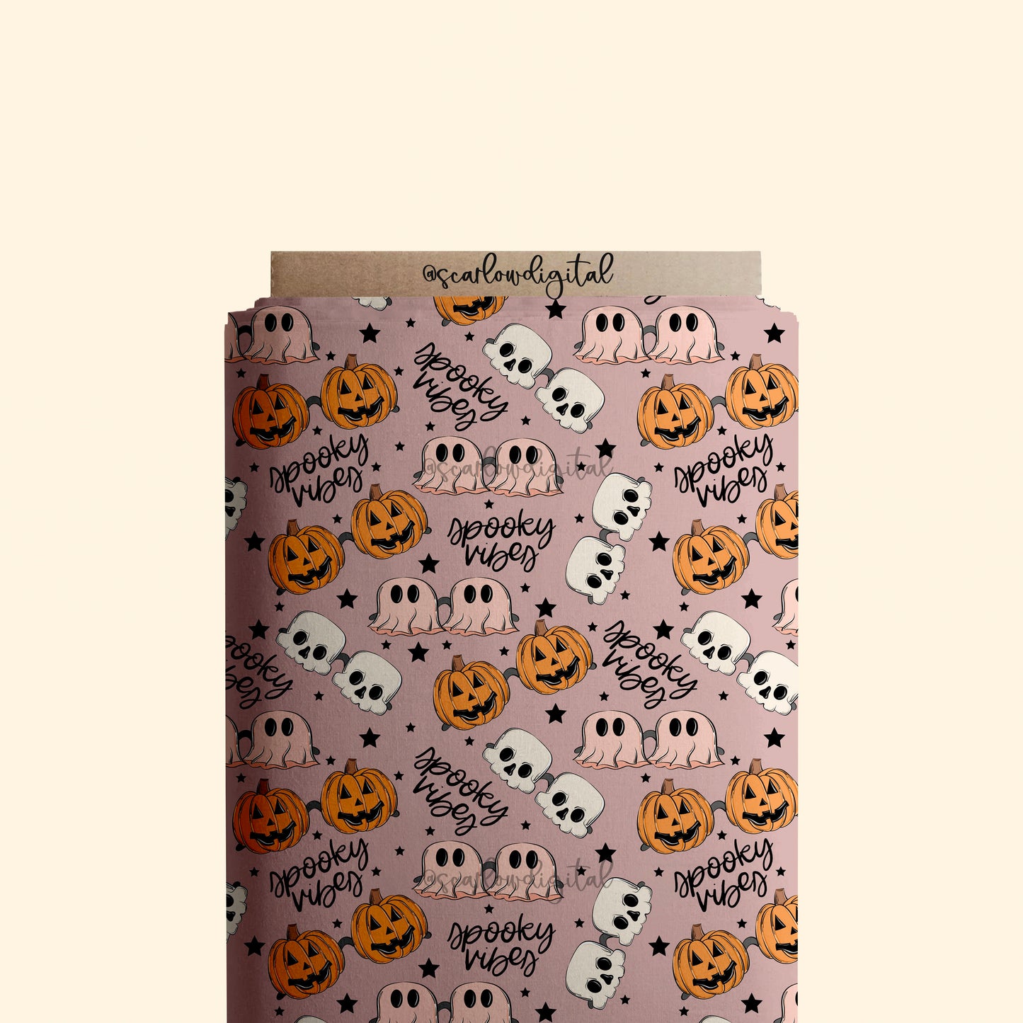 Spooky Vibes Seamless Pattern-Halloween Sublimation Digital Design Download-sunglasses seamless pattern, pumpkin seamless, skull seamless