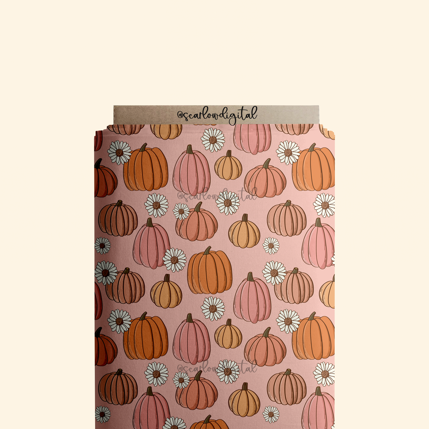 Floral Pumpkins Seamless Pattern-Fall Sublimation Digital Design Download-girly surface patterns, trendy seamless, flowers surface patterns