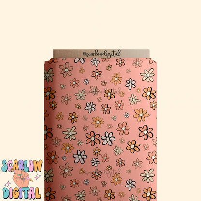 Doodle Flowers Seamless Pattern-Summer Sublimation Digital Design Download-groovy seamless pattern, hippie seamless pattern, summer designs