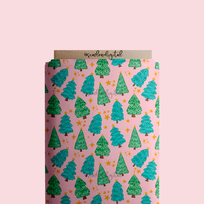 Christmas Trees Seamless Pattern Sublimation Digital Design Download, christmas seamless, girl christmas seamless, pastel christmas seamless