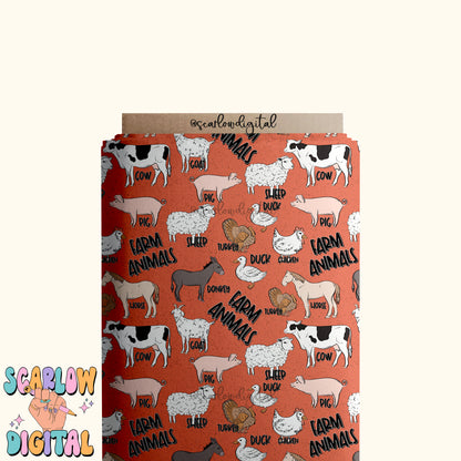 Farm Animals Seamless Pattern Digital Design Download, cows seamless file, boy seamless pattern, kids seamless pattern, country seamless